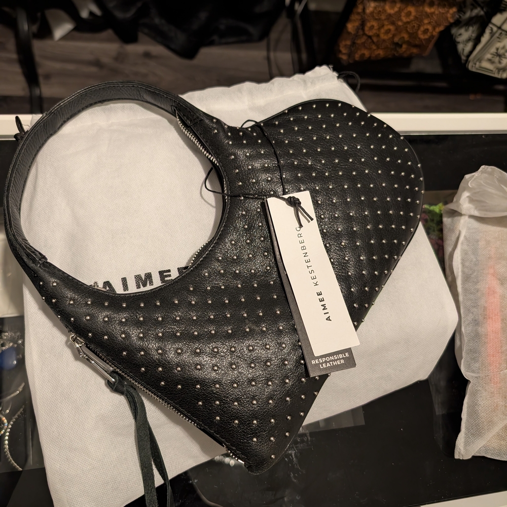 Aimee Kestenberg Black Heart-Shaped Studded Bag